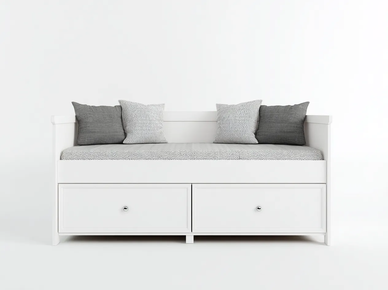 Schlafsofa - Holz-Stoff - 200x95x86 cm - Weiß-Grau - Moderner Stil-Sofauplab