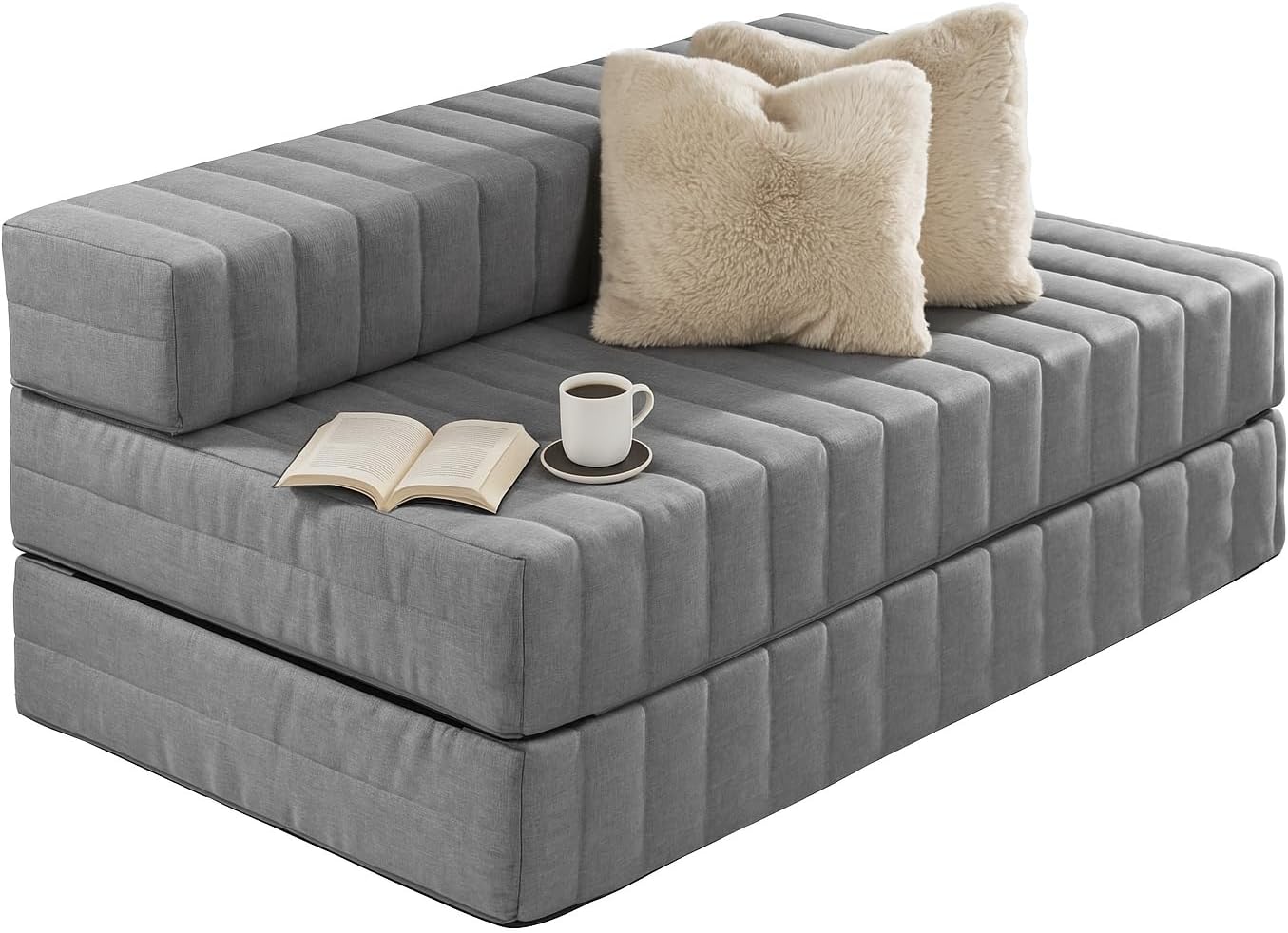 Traumnacht Schlafsofa 3 Sitzer 140x85x60 cm – grau – mit Schlaffunktion für Wohnzimmer Gästezimmer-Sofauplab