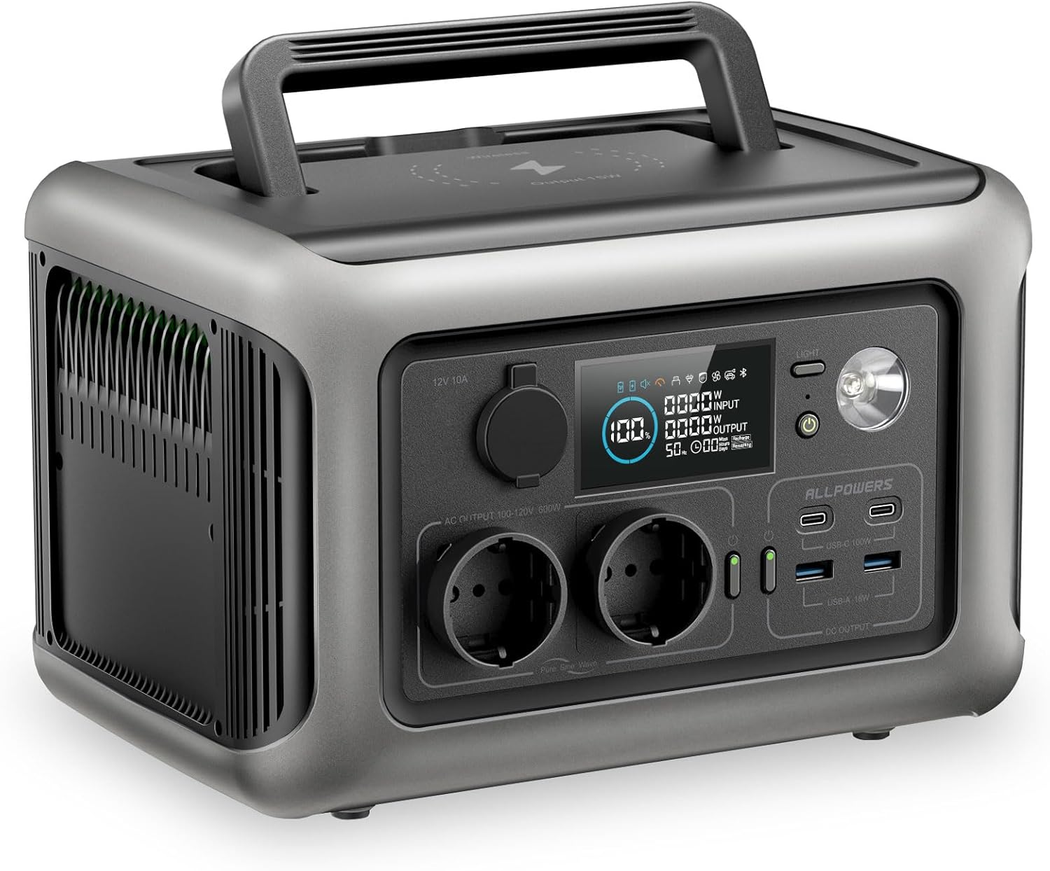 Tragbare Powerstation 299Wh 600W Schwarz – Solargenerator mit Schnellladung für Camping und Reisen-Sofauplab