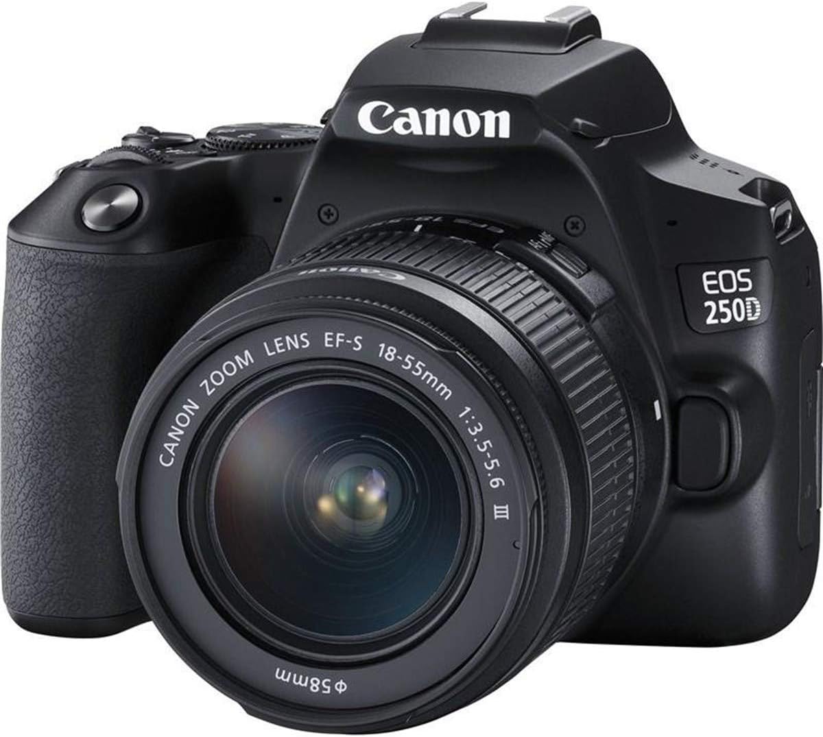 Canon EOS 250D Spiegelreflexkamera APS-C 24.1 MP EF-S 18-55mm 4K Schwarz – DSLR Kamera mit WLAN Bluetooth-Sofauplab