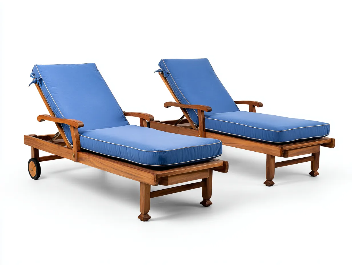 Sonnenliege - Holz-Textil - 199x67x36 cm - Blau - Outdoor Design-Sofauplab