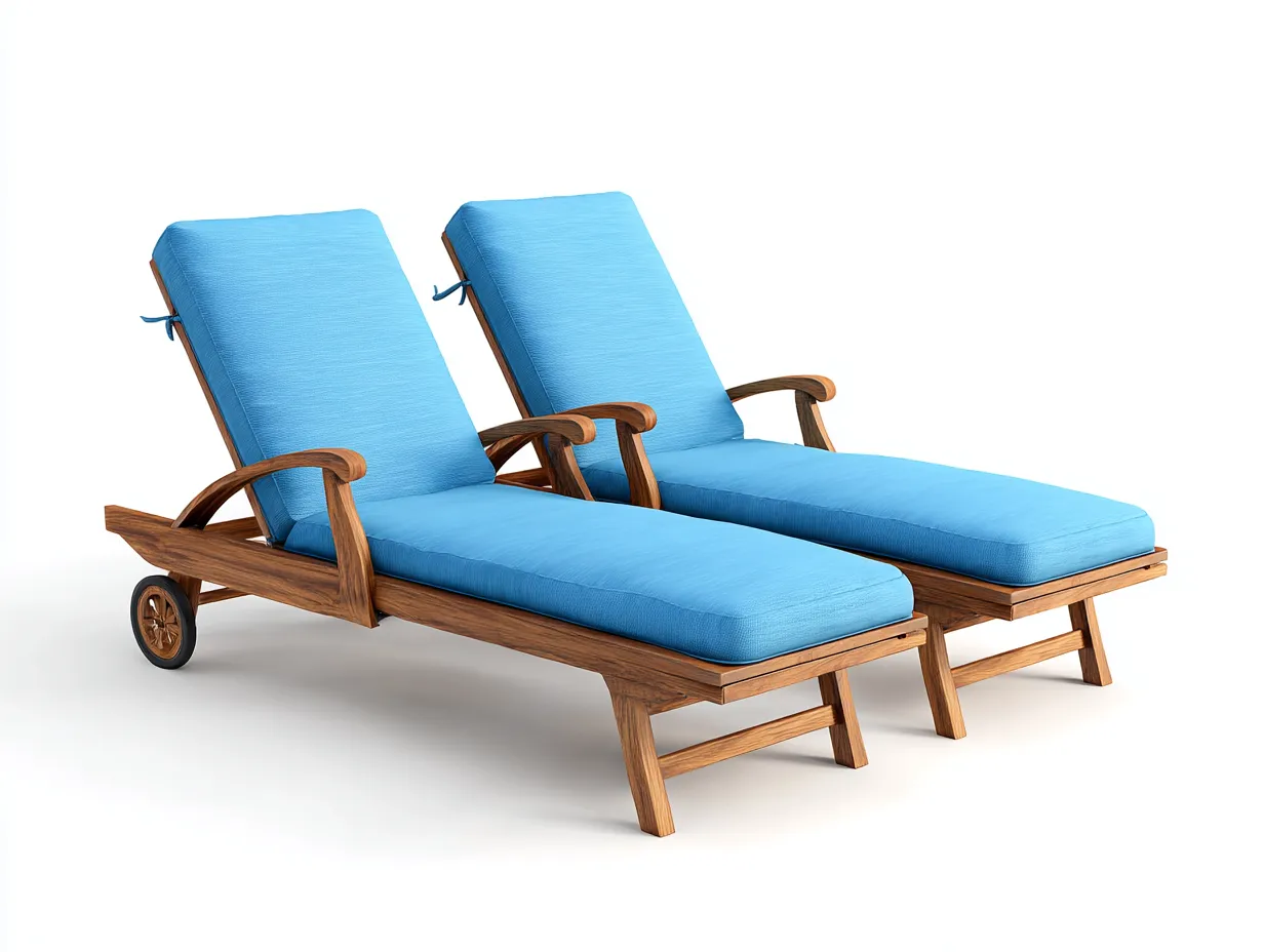 Sonnenliege - Holz-Textil - 196x66x35 cm - Blau - Outdoor Design-Sofauplab