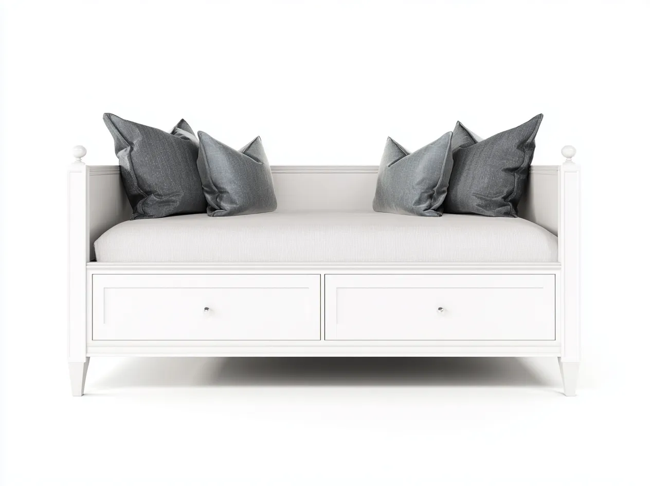 Schlafsofa - Holz-Stoff - 198x94x85 cm - Weiß-Grau - Moderner Stil-Sofauplab