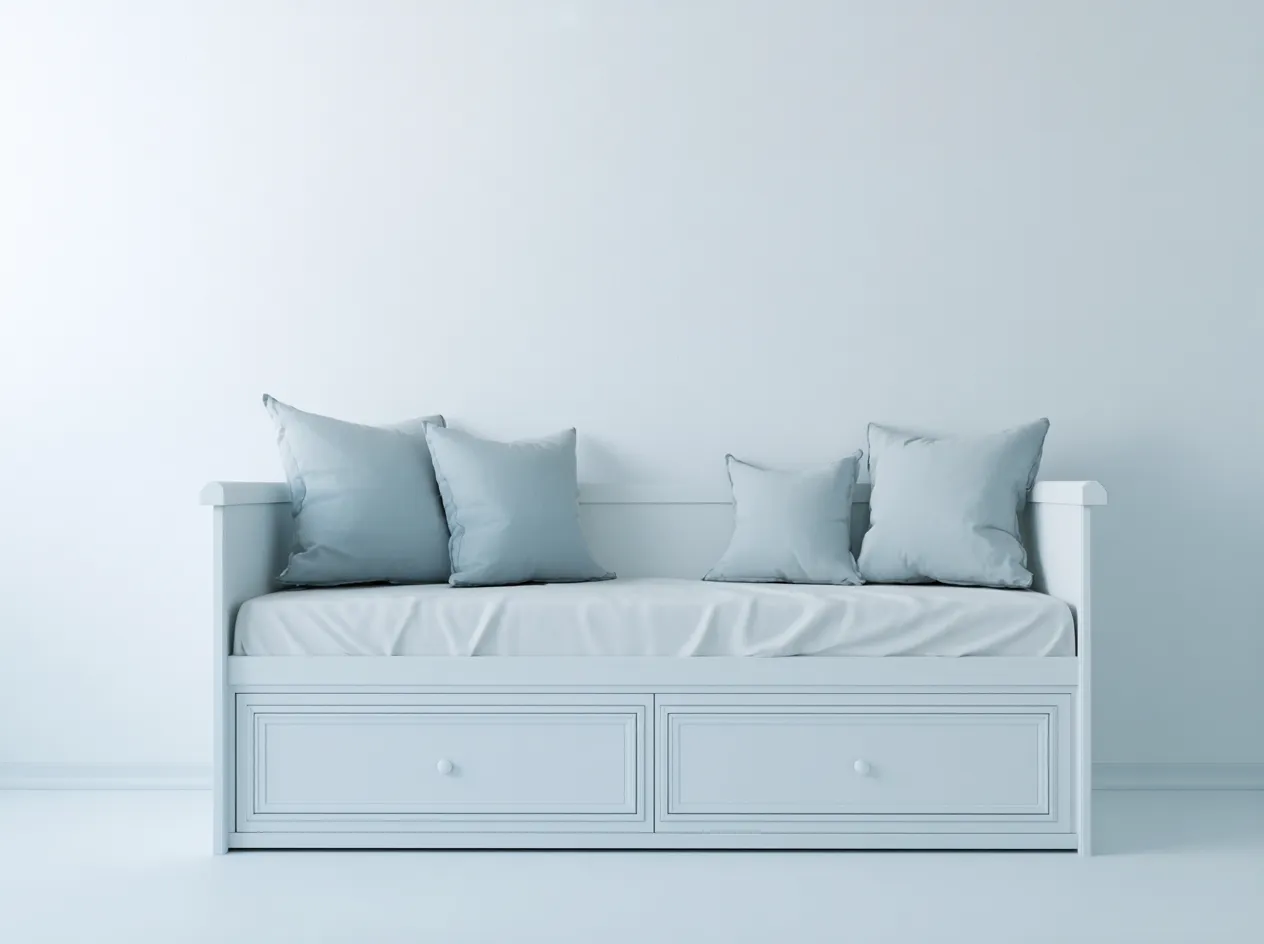 Schlafsofa - Holz-Stoff - 196x94x84 cm - Weiß - Moderner Stil-Sofauplab