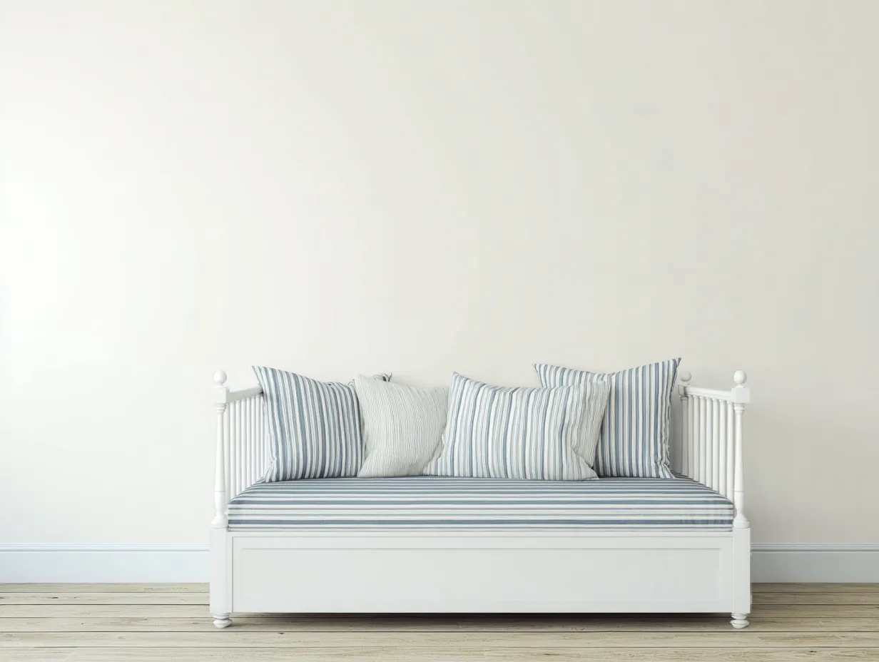 Schlafsofa - Holz-Stoff - 198x92x82 cm - Weiß-Blau - Skandinavischer Stil-Sofauplab