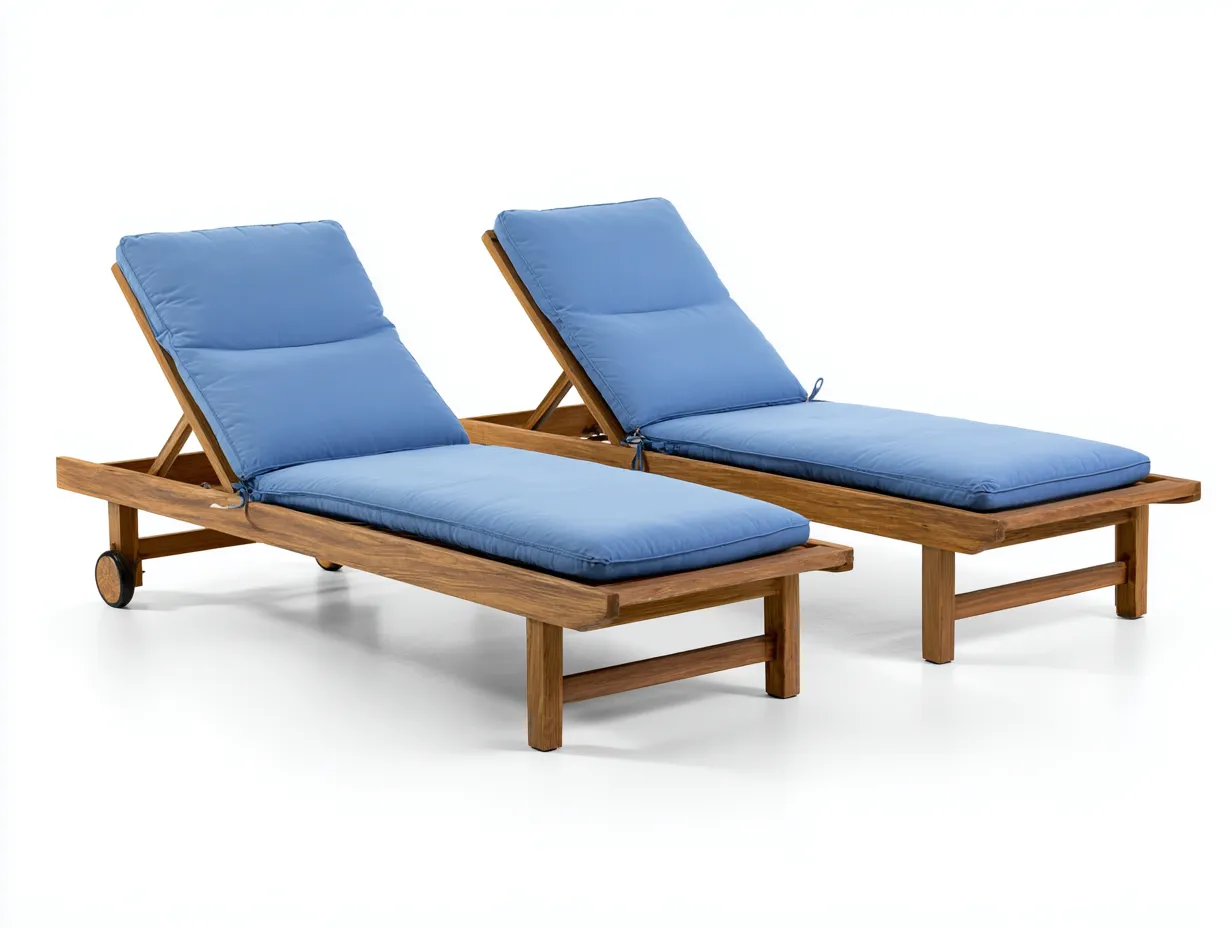 Sonnenliege - Holz-Textil - 194x67x33 cm - Blau - Outdoor Design-Sofauplab