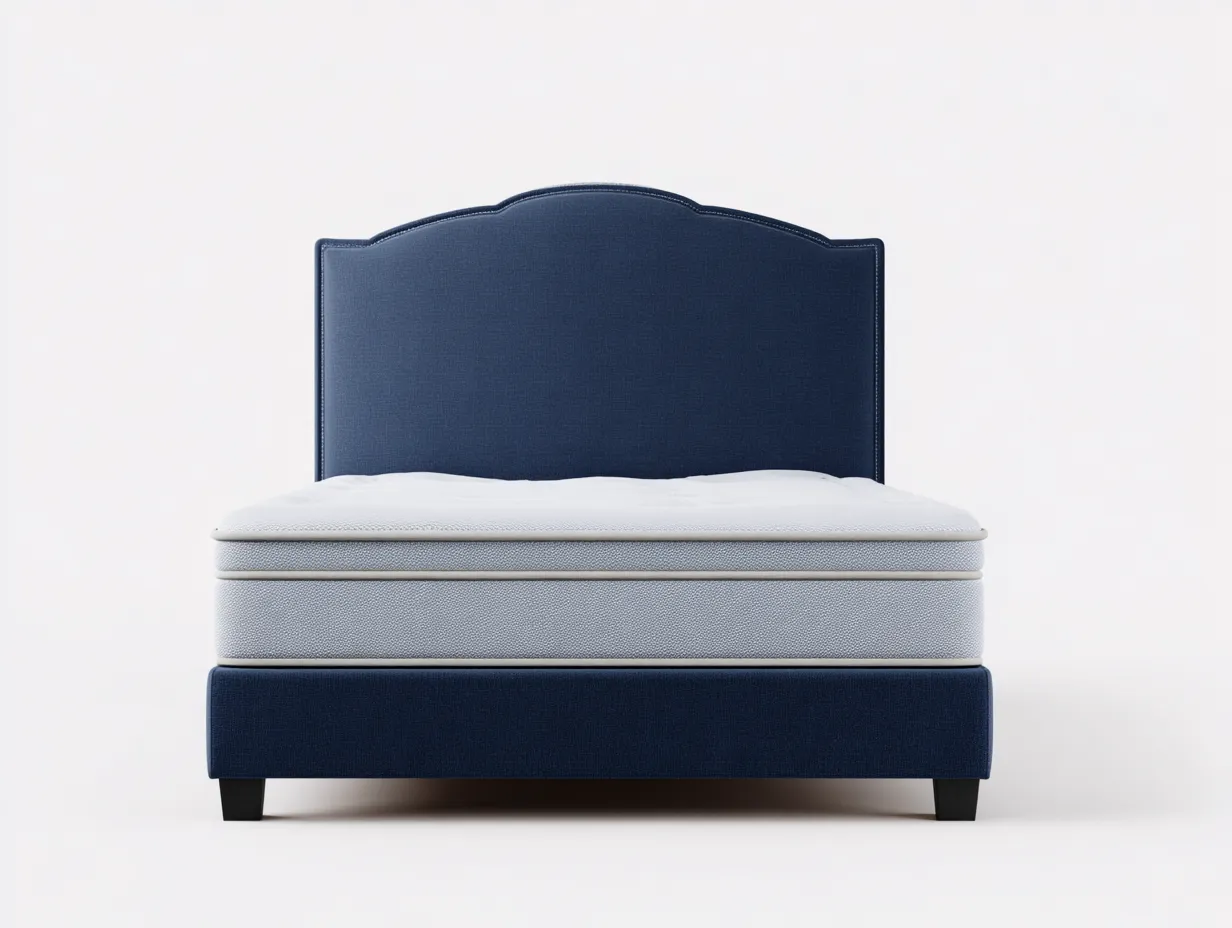 Doppelbett-Stoff-Holz-210x190x125 cm-Marineblau-Zeitloses Design-Sofauplab