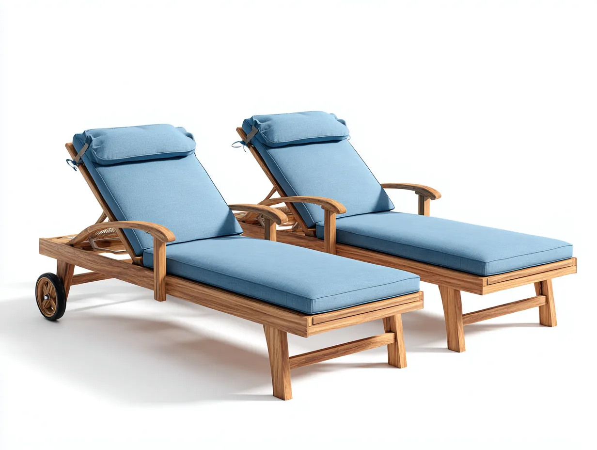 Sonnenliege - Holz-Textil - 197x65x36 cm - Blau - Outdoor Design-Sofauplab