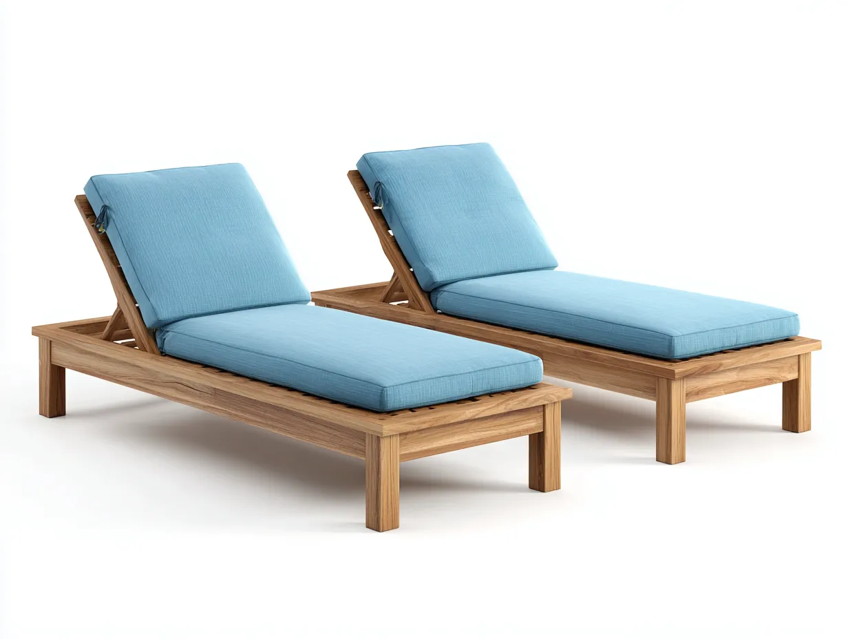 Sonnenliege - Holz-Textil - 193x68x32 cm - Blau - Outdoor Design-Sofauplab