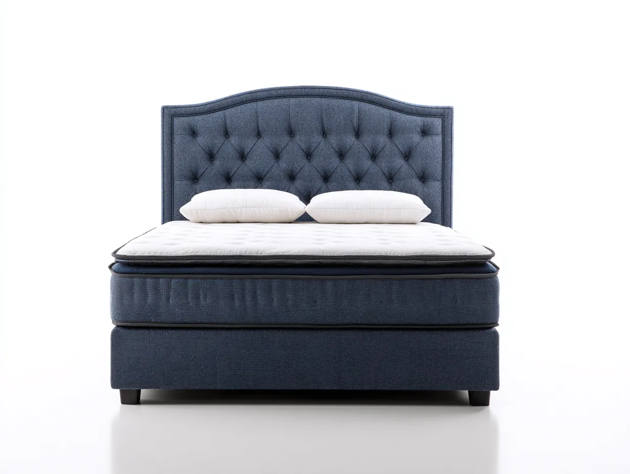 Doppelbett-Stoff-Holz-208x188x122 cm-Dunkelblau-Klassisches Design-Sofauplab