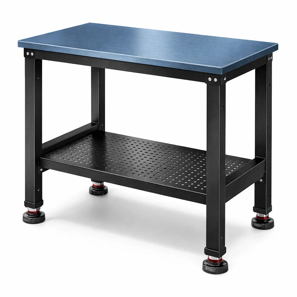 Banco da lavoro in Acciaio Verniciato con Ripiano in MDF 120x60x90 cm Nero Blu-MODERNOASISLIVING