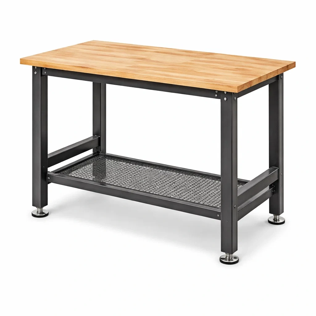 Banco da lavoro in Legno e Metallo 120x60x90 cm-MODERNOASISLIVING