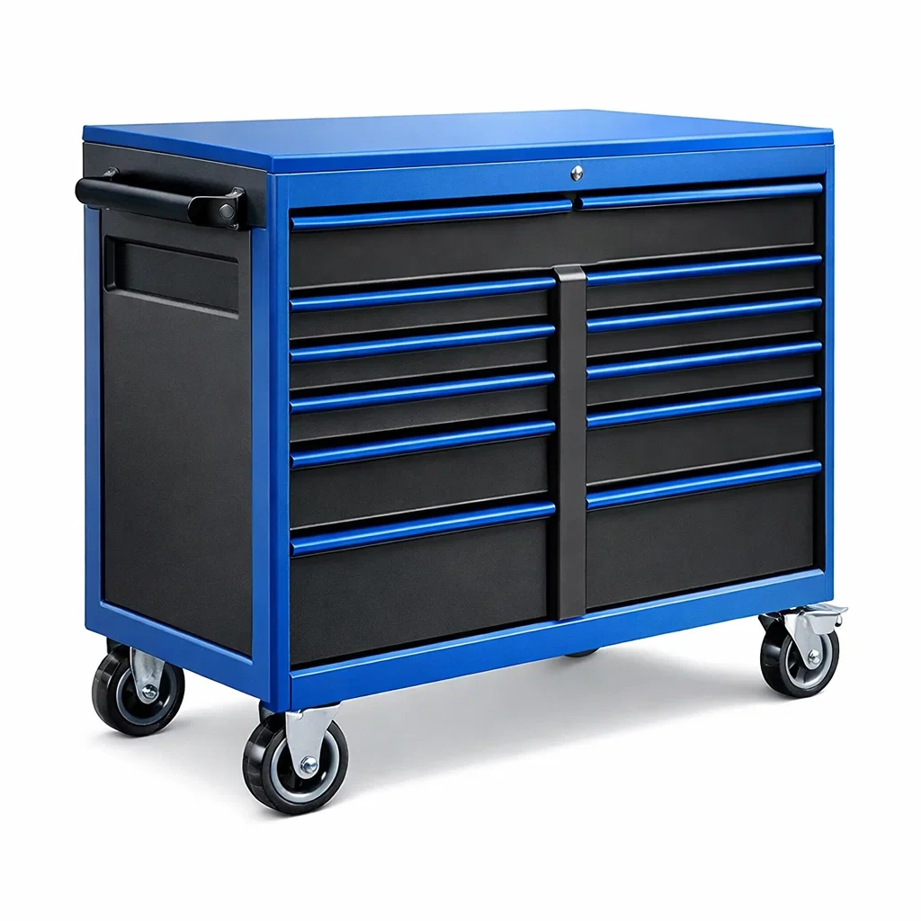 Carrello portautensili in Acciaio con 11 Cassetti Blu Nero-MODERNOASISLIVING