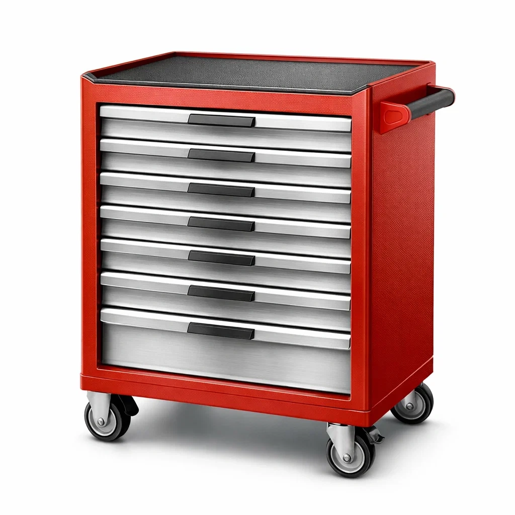 Carrello portautensili in Metallo con Ruote Rosso-MODERNOASISLIVING