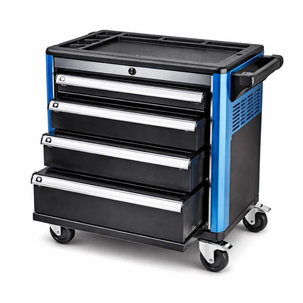 Carrello portautensili in Acciaio con Cassetti Multipli Blu Nero-MODERNOASISLIVING