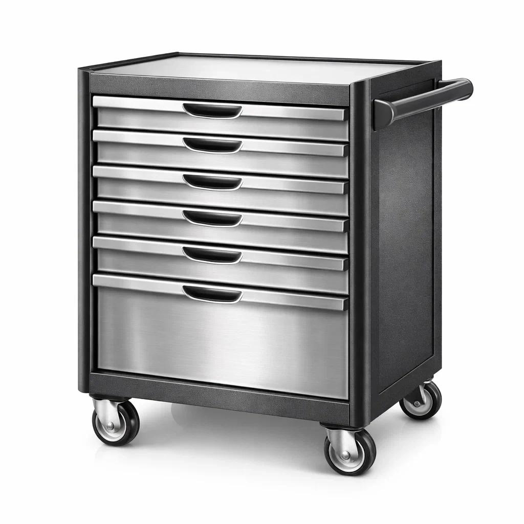 Carrello portautensili in Acciaio Inox e Acciaio Verniciato con 6 Cassetti-MODERNOASISLIVING