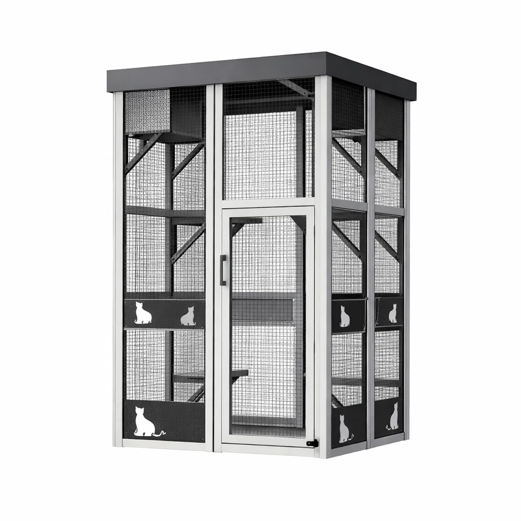 Gabbia per gatti in Acciaio e Rete Metallica 180x90x90 cm-MODERNOASISLIVING