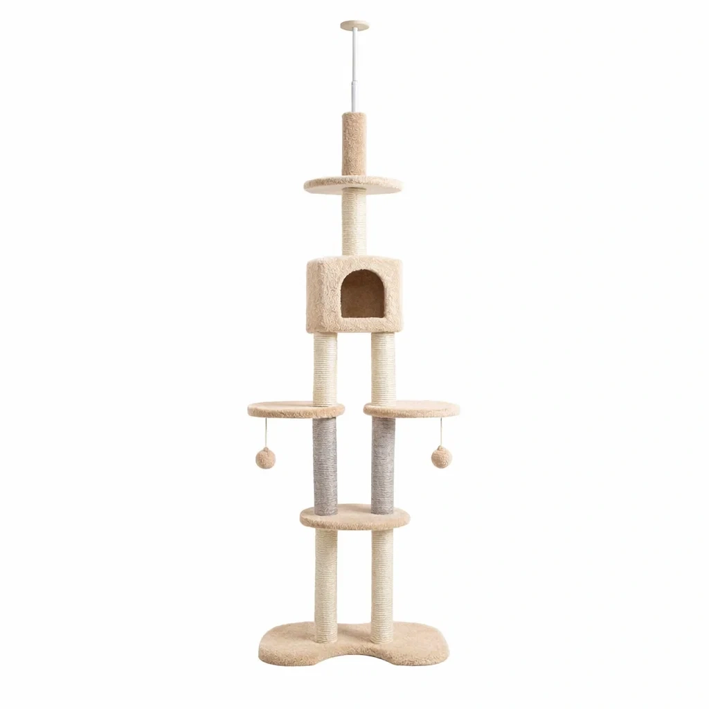 Tiragraffi in Sisal e Peluche Beige-MODERNOASISLIVING