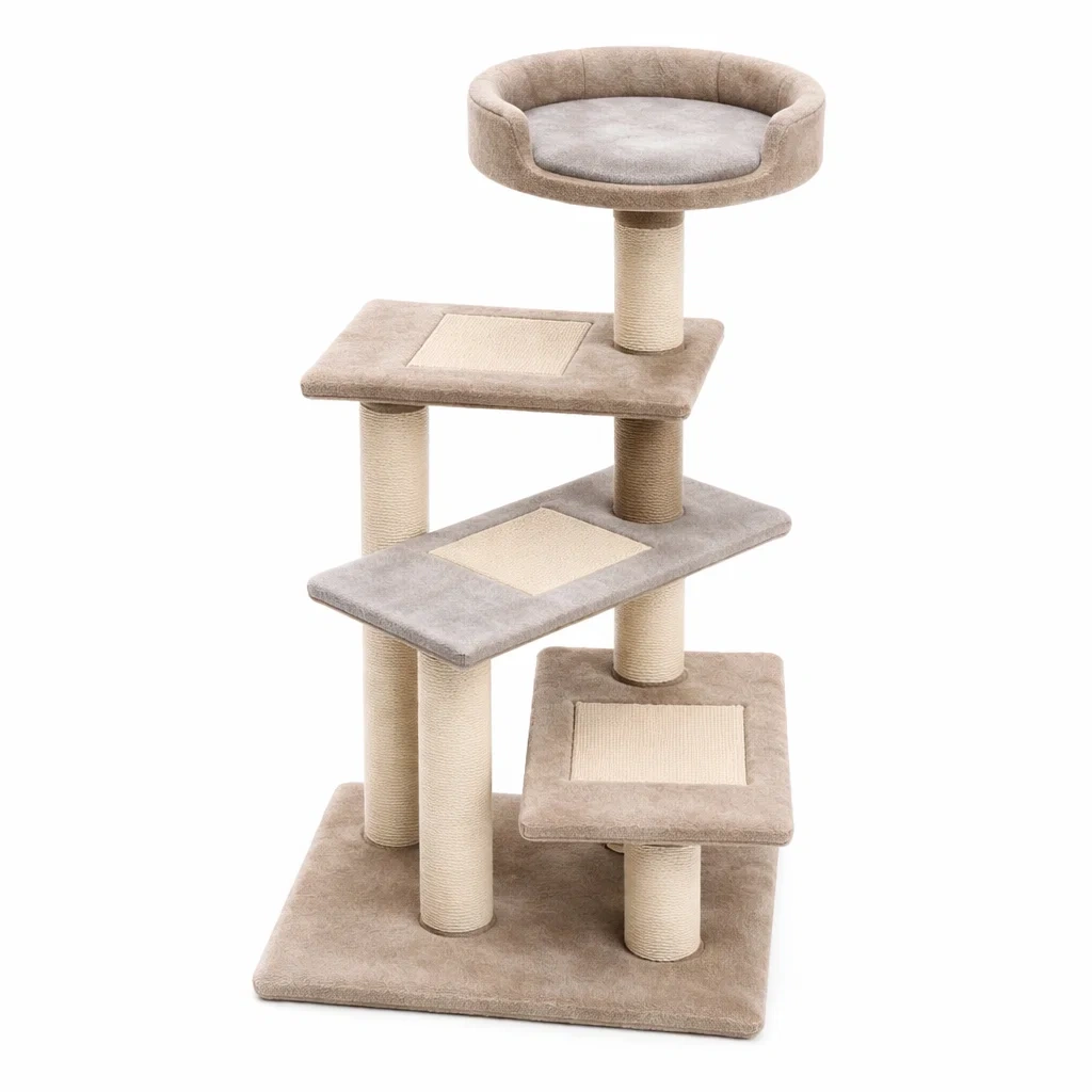 Tiragraffi in Tessuto e Sisal con 4 Livelli-MODERNOASISLIVING