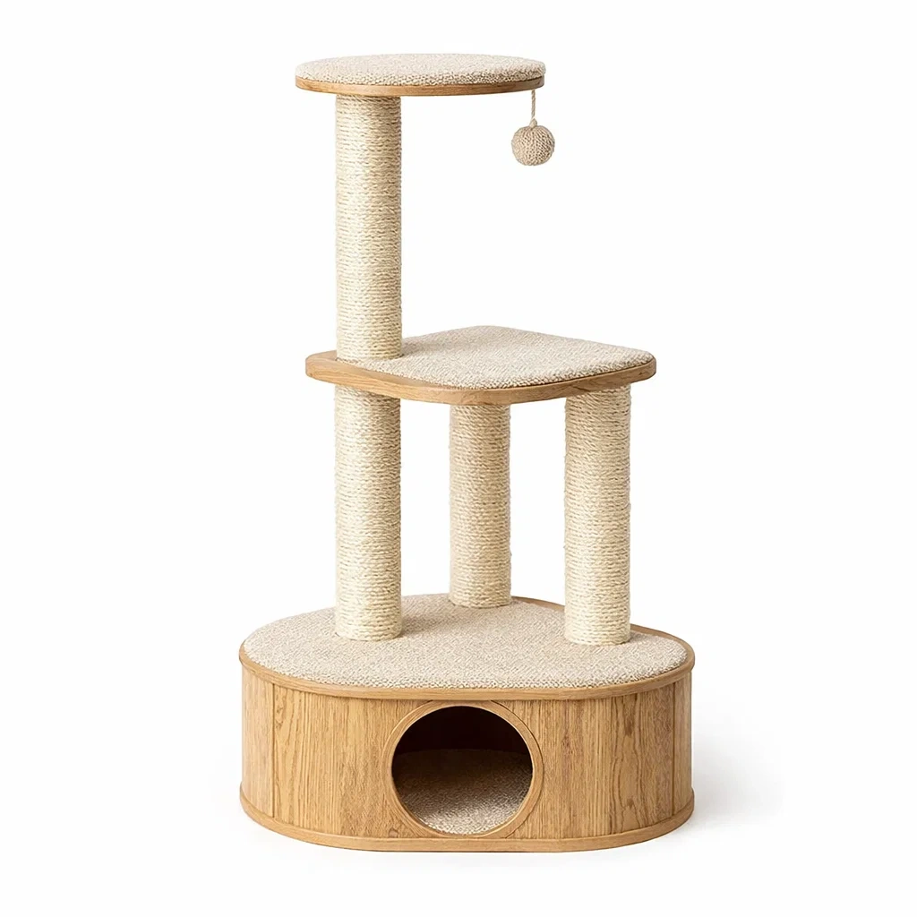 Tiragraffi in Legno e Sisal Beige-MODERNOASISLIVING