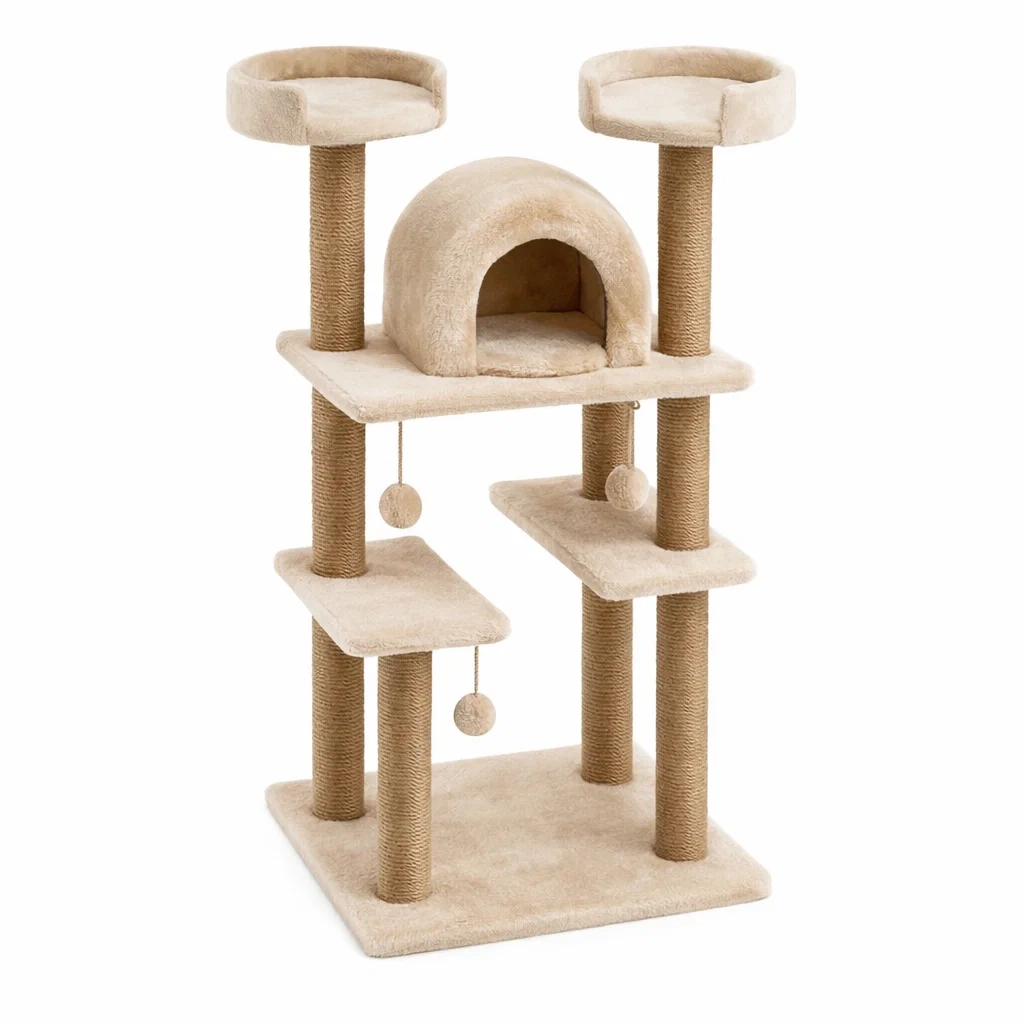 Tiragraffi in Sisal e Peluche Beige-MODERNOASISLIVING