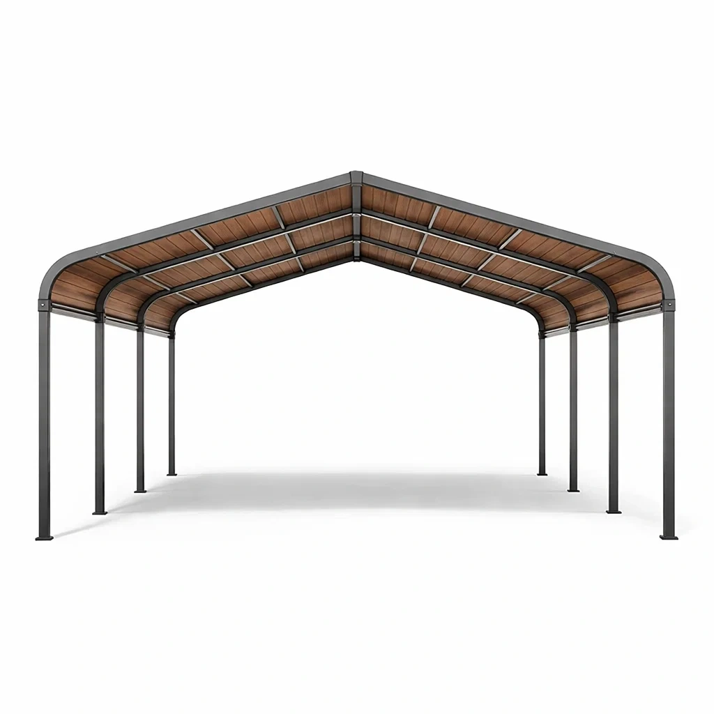 Carport in Acciaio e Legno 600x300x270 cm-MODERNOASISLIVING