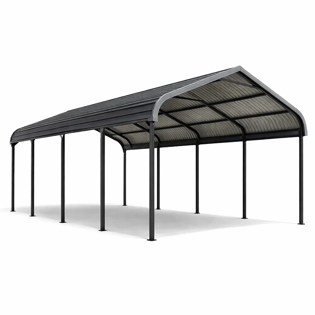 Carport in Policarbonato Grigio 900x500x300 cm-MODERNOASISLIVING