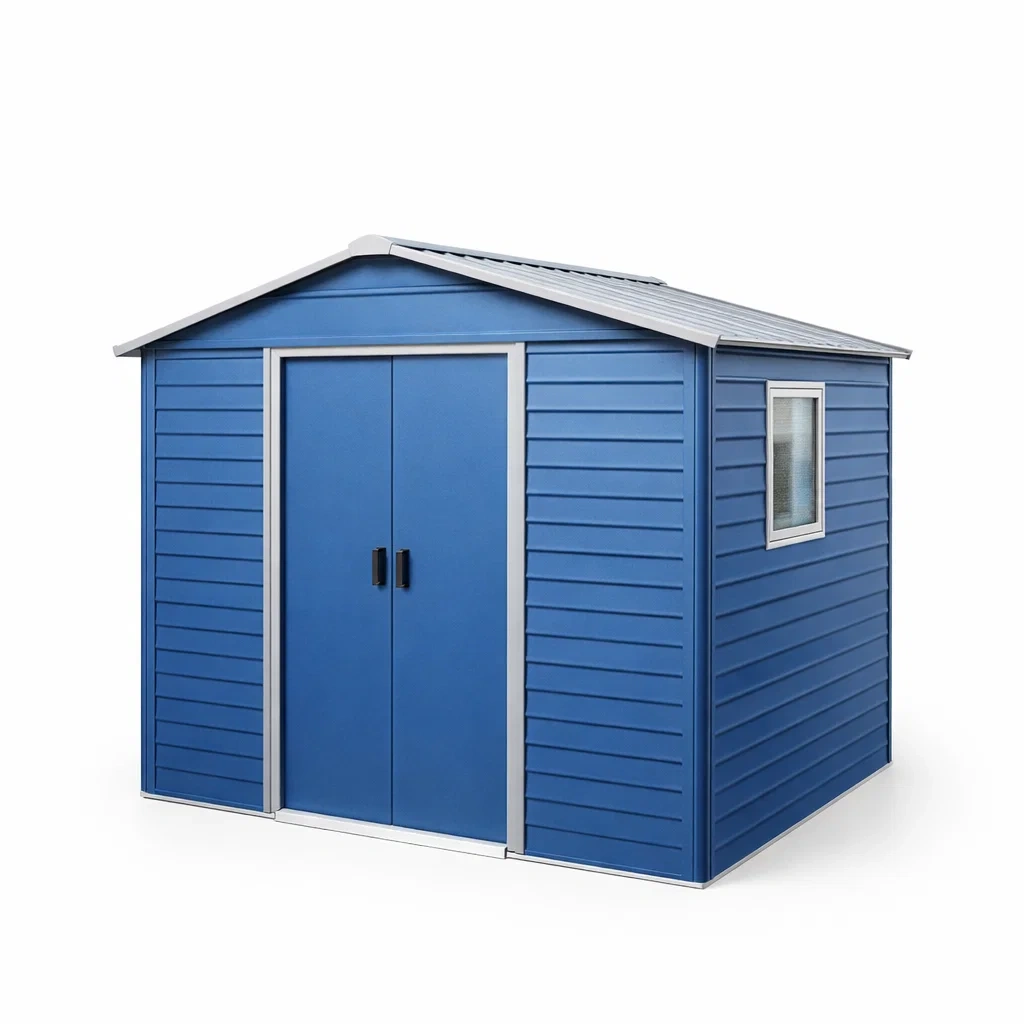 Casetta da giardino in Metallo Blu con Porta e Finestra-MODERNOASISLIVING