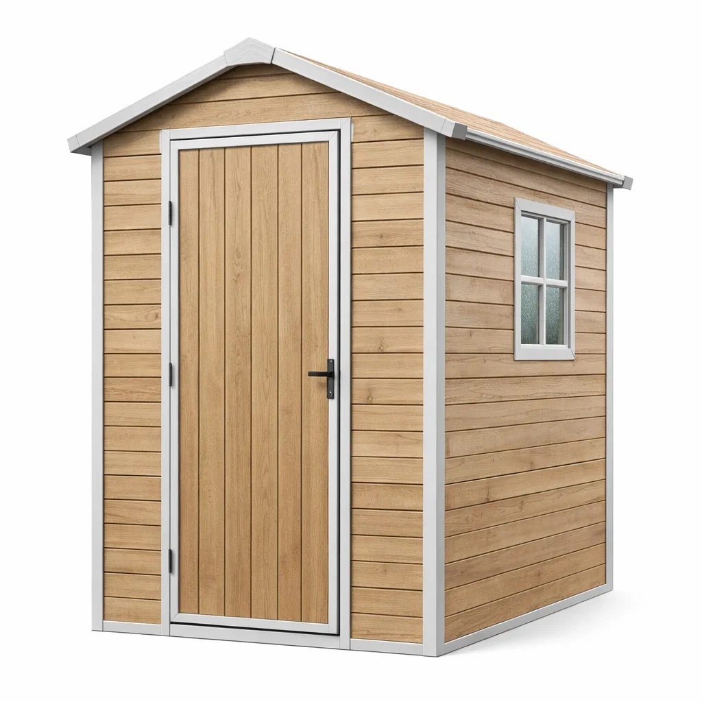 Casetta da giardino in PVC Effetto Legno con Finestra-MODERNOASISLIVING