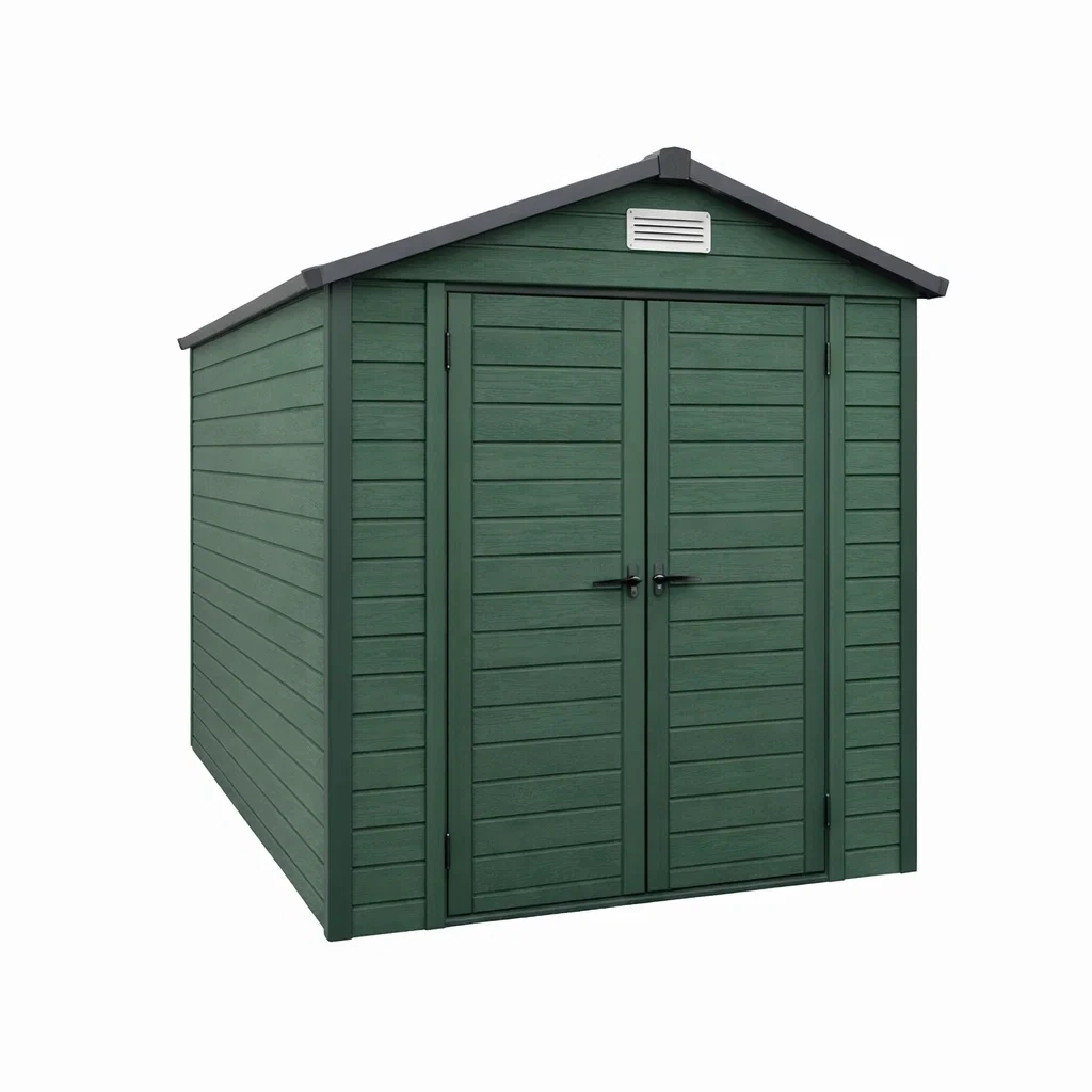 Casetta da giardino in Plastica Verde con Doppia Porta-MODERNOASISLIVING