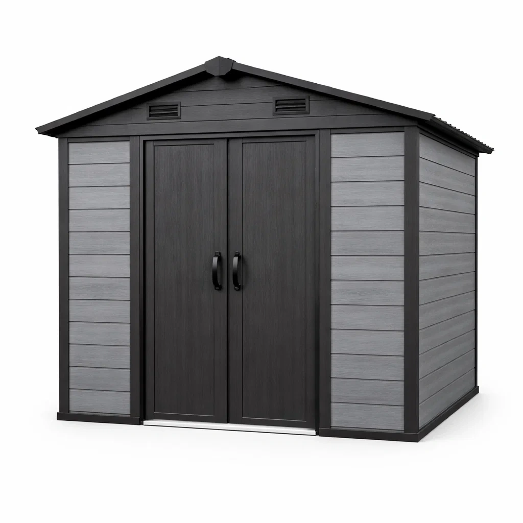 Casetta da giardino in Resina Grigio Nero-MODERNOASISLIVING