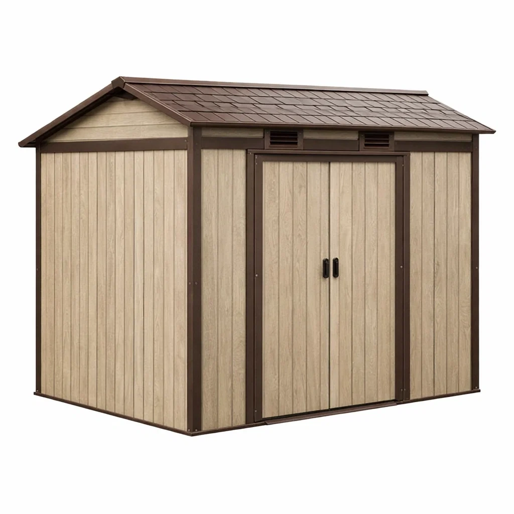 Casetta da giardino in Resina Marrone 210x130x187 cm-MODERNOASISLIVING