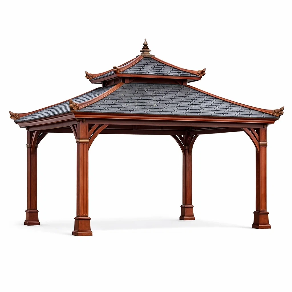 Gazebo in Legno di Cedro con Tetto in Ardesia-MODERNOASISLIVING