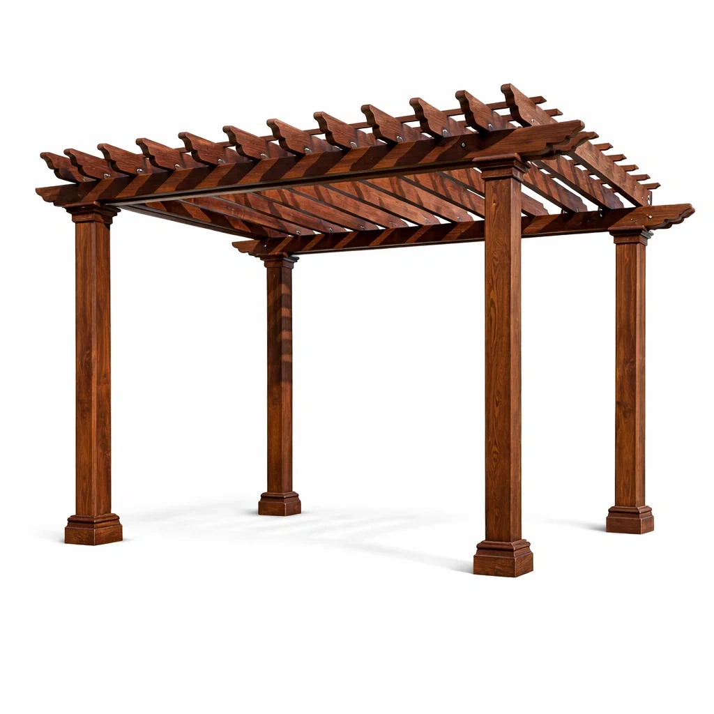 Pergola in Legno Massello 350x300x250 cm Marrone Scuro-MODERNOASISLIVING