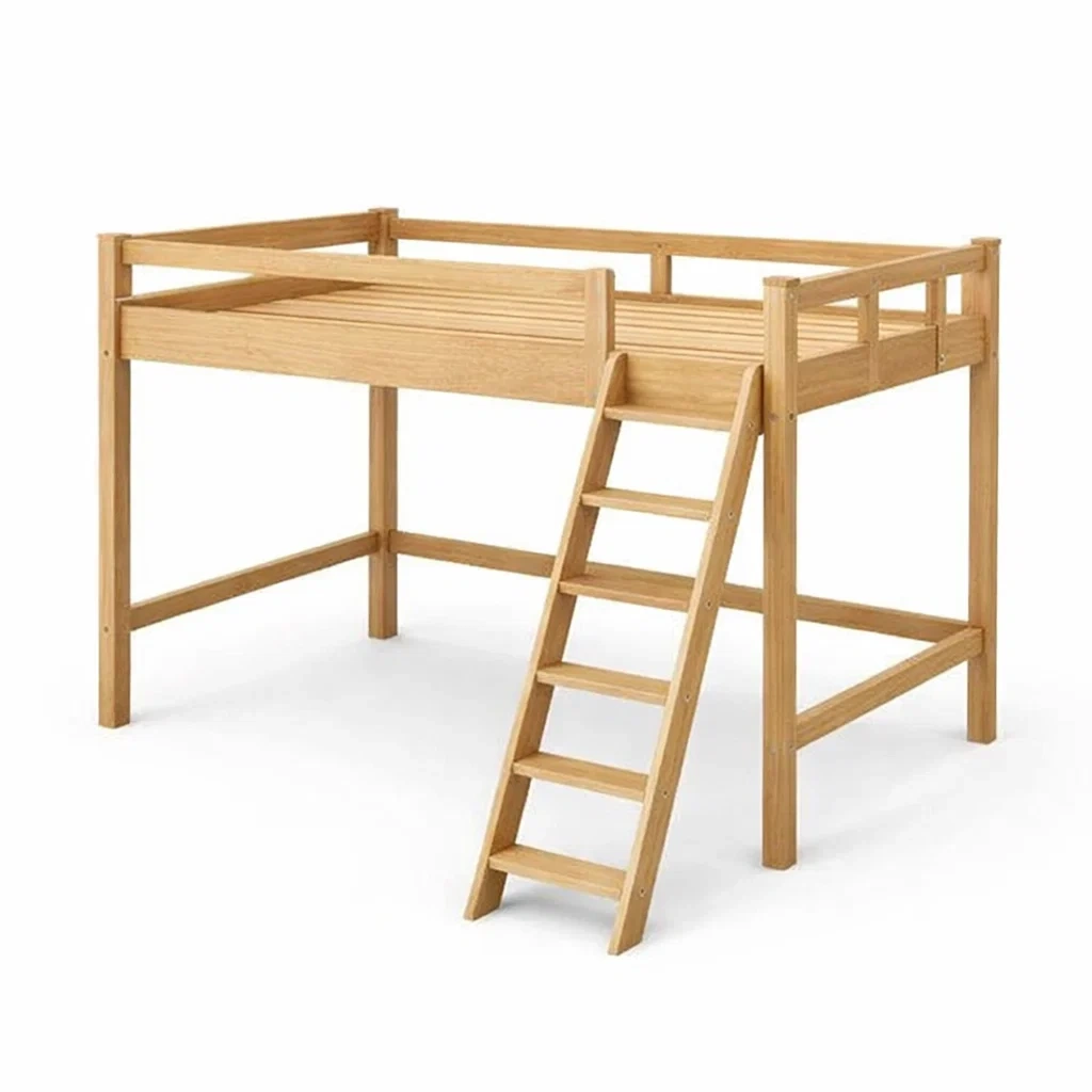 Letto a soppalco in Legno Massello con Scala-COZYNESTZZ