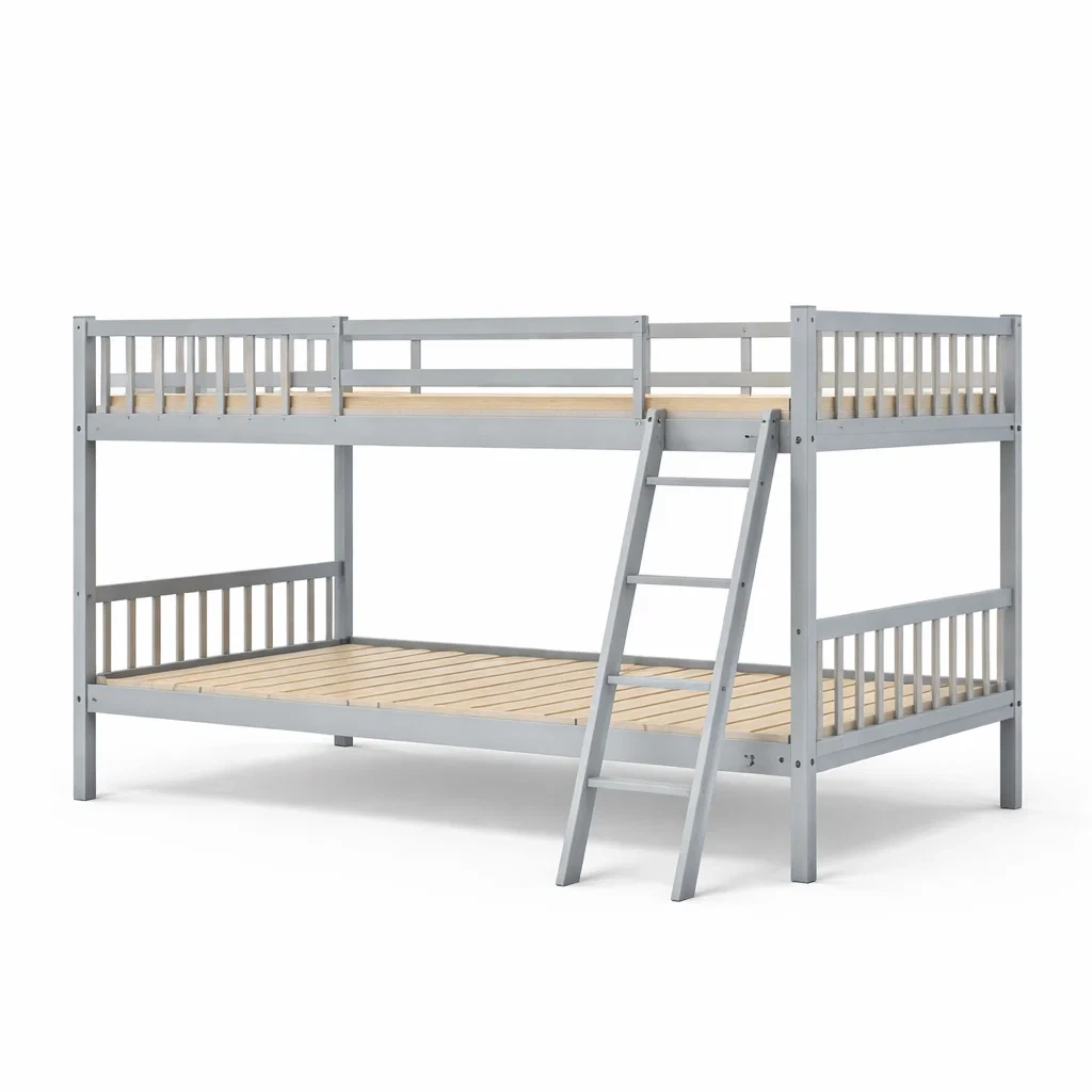 Letto a castello in Metallo con Doghe in Legno-COZYNESTZZ