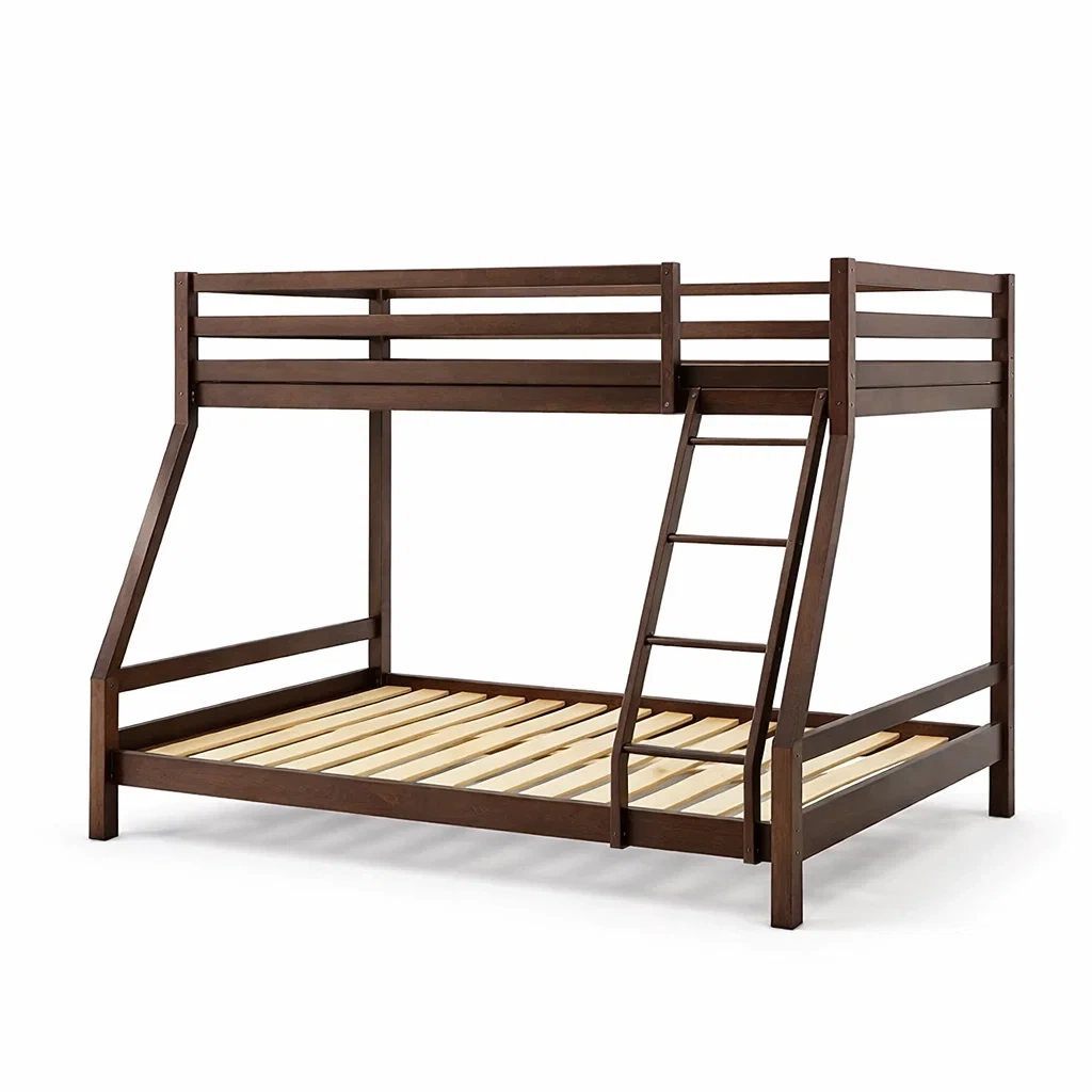 Letto a castello in Legno Massello Marrone con Scaletta Integrata-COZYNESTZZ