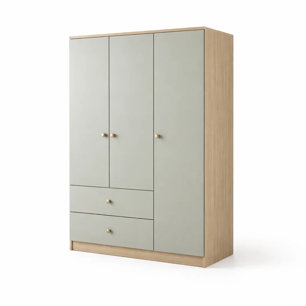 Armadio in Legno MDF e Metallo Verde con Tre Ante-COZYNESTZZ