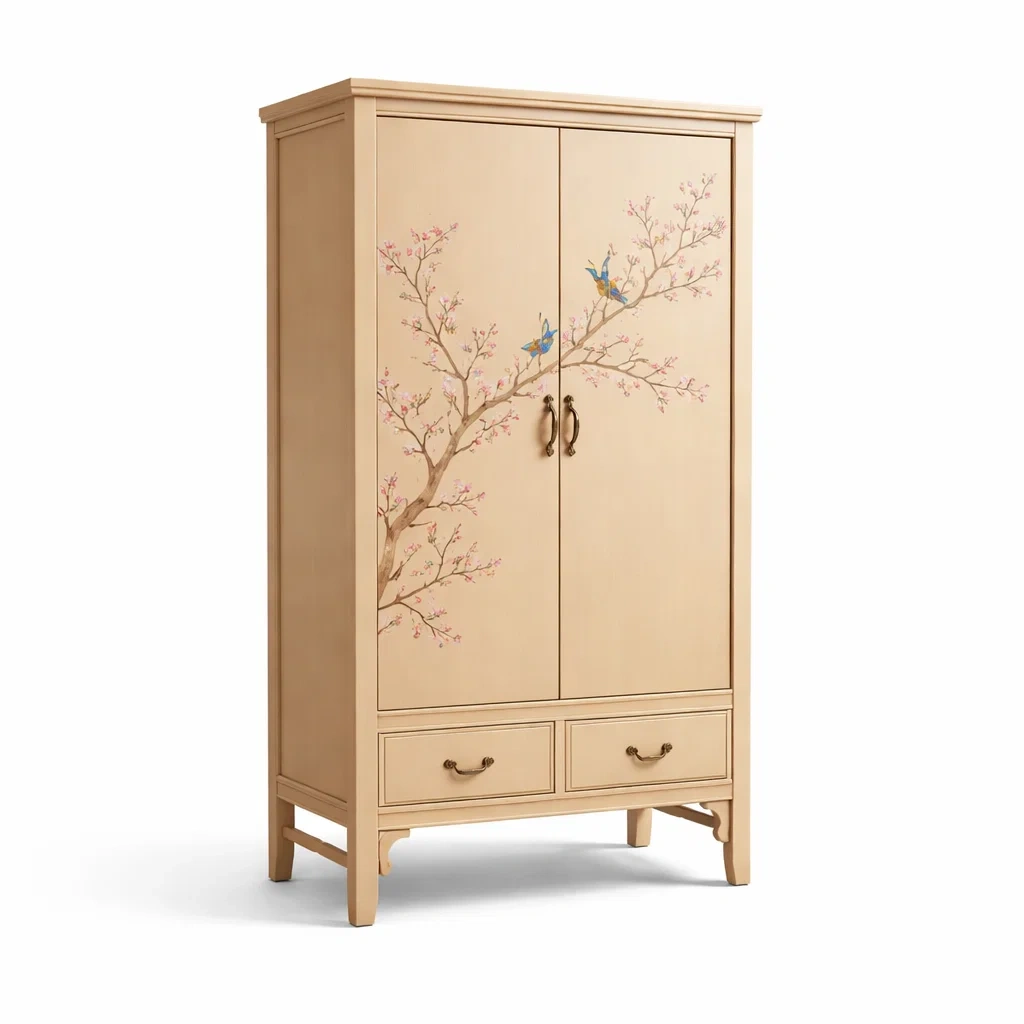 Armadio in Legno Decorato con Due Ante e Cassetti-COZYNESTZZ