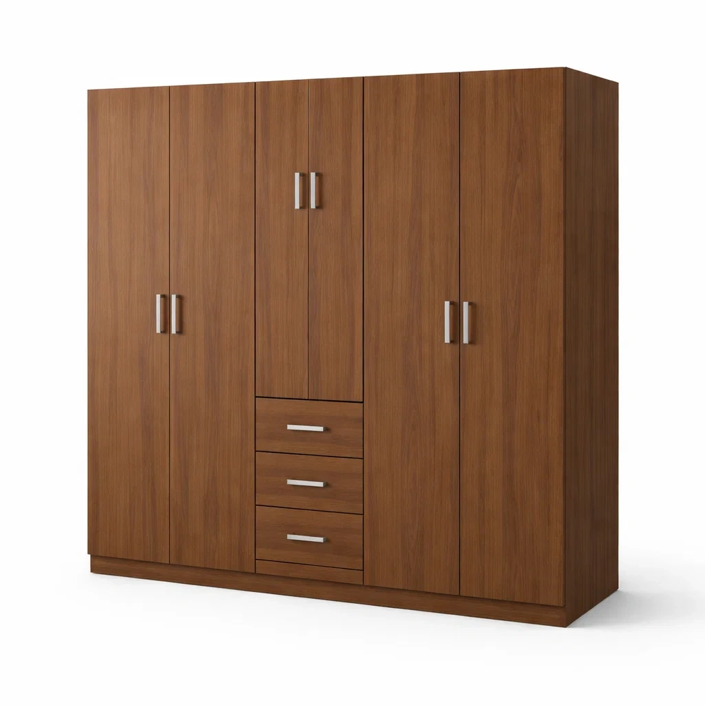 Armadio in Legno Marrone con Ante e Cassetti-COZYNESTZZ