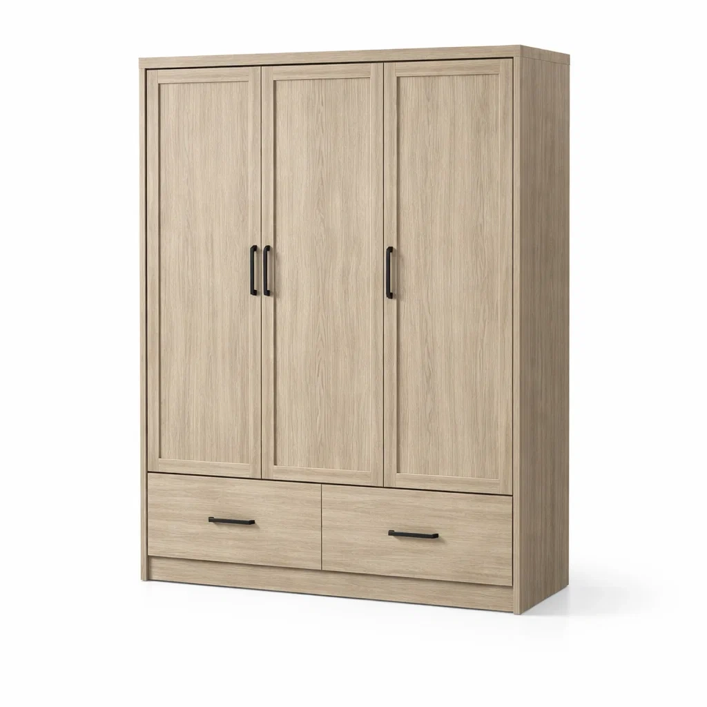 Armadio in Legno Colore Rovere con Tre Ante-COZYNESTZZ