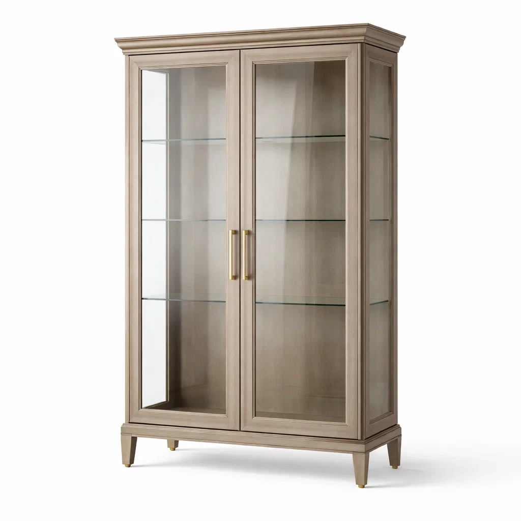 Vetrina in Legno Massello con Ante in Vetro Temperato-COZYNESTZZ