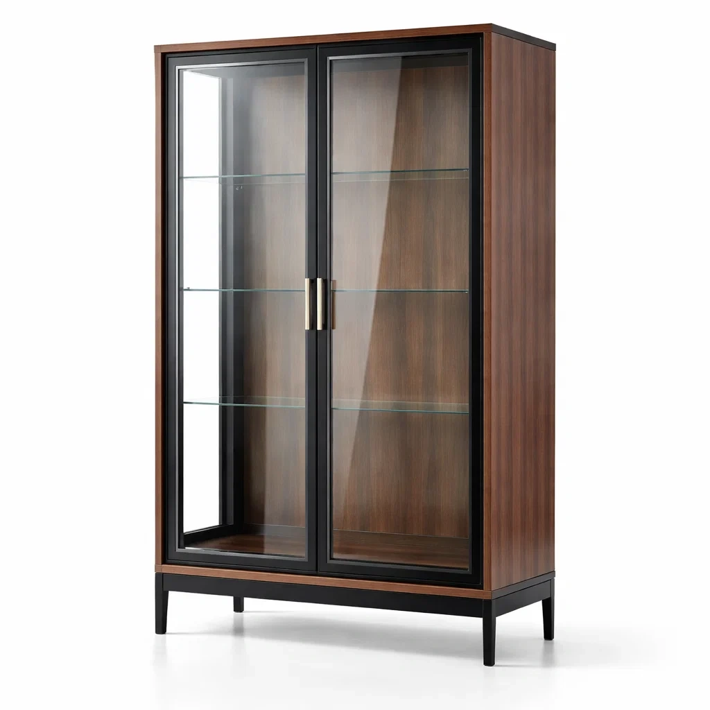 Vetrina in Legno e Vetro Temperato con Ante a Battente-COZYNESTZZ
