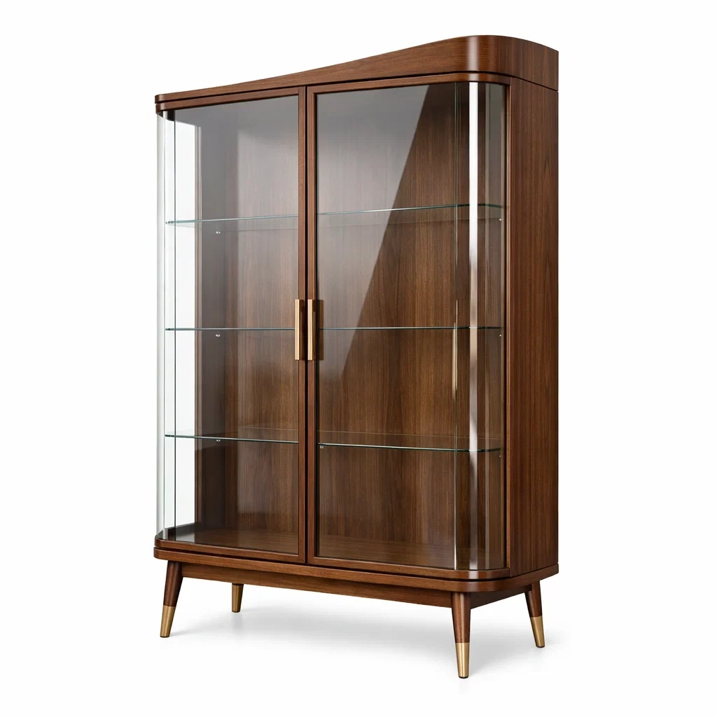 Vetrina in Legno e Vetro Temperato Marrone-COZYNESTZZ