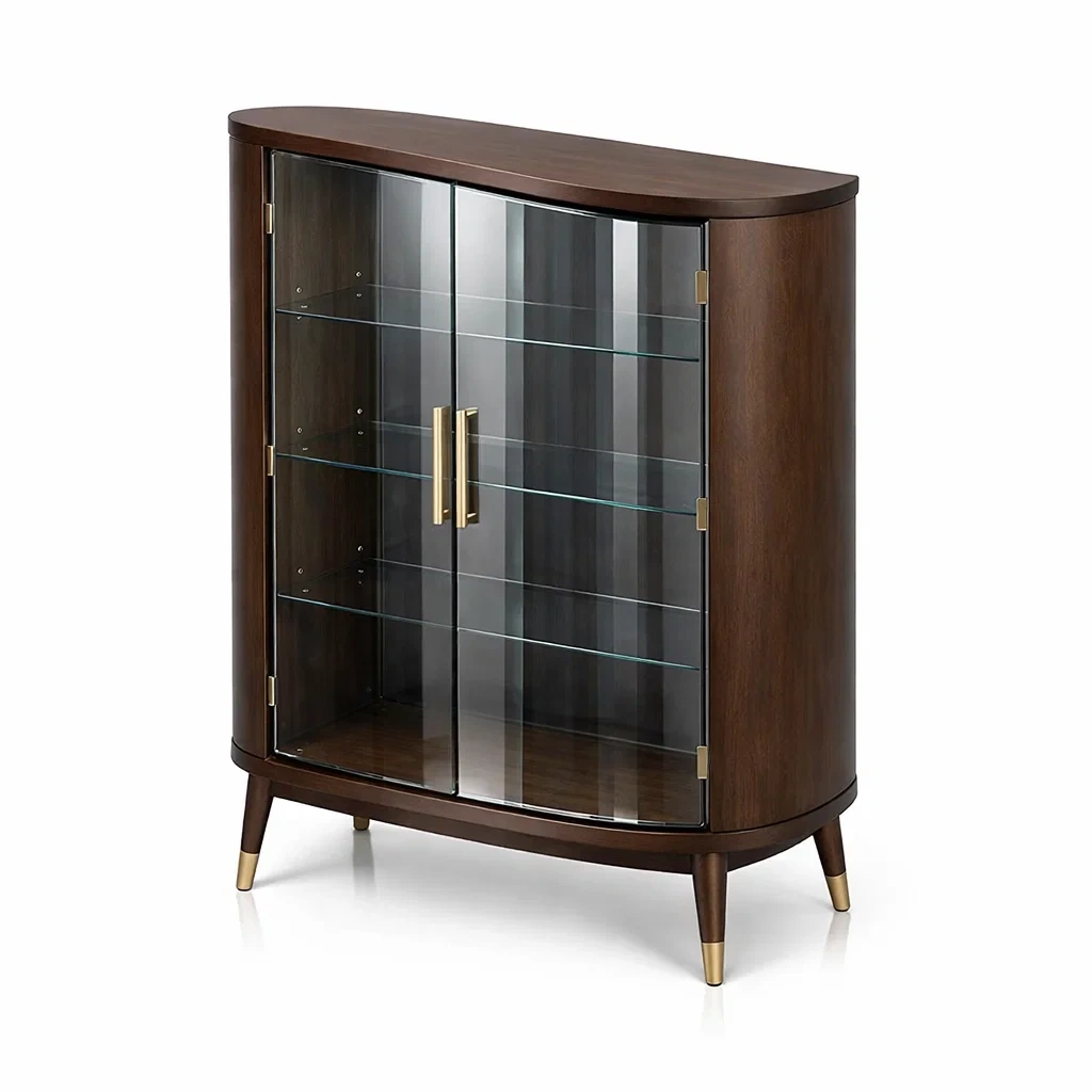 Vetrina in Legno con Ante in Vetro Temperato Marrone-COZYNESTZZ