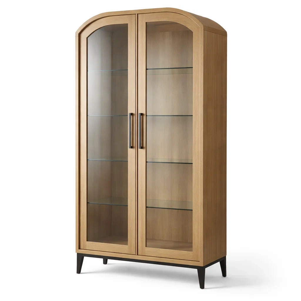 Vetrina in Legno di Quercia con Vetro Temperato-COZYNESTZZ