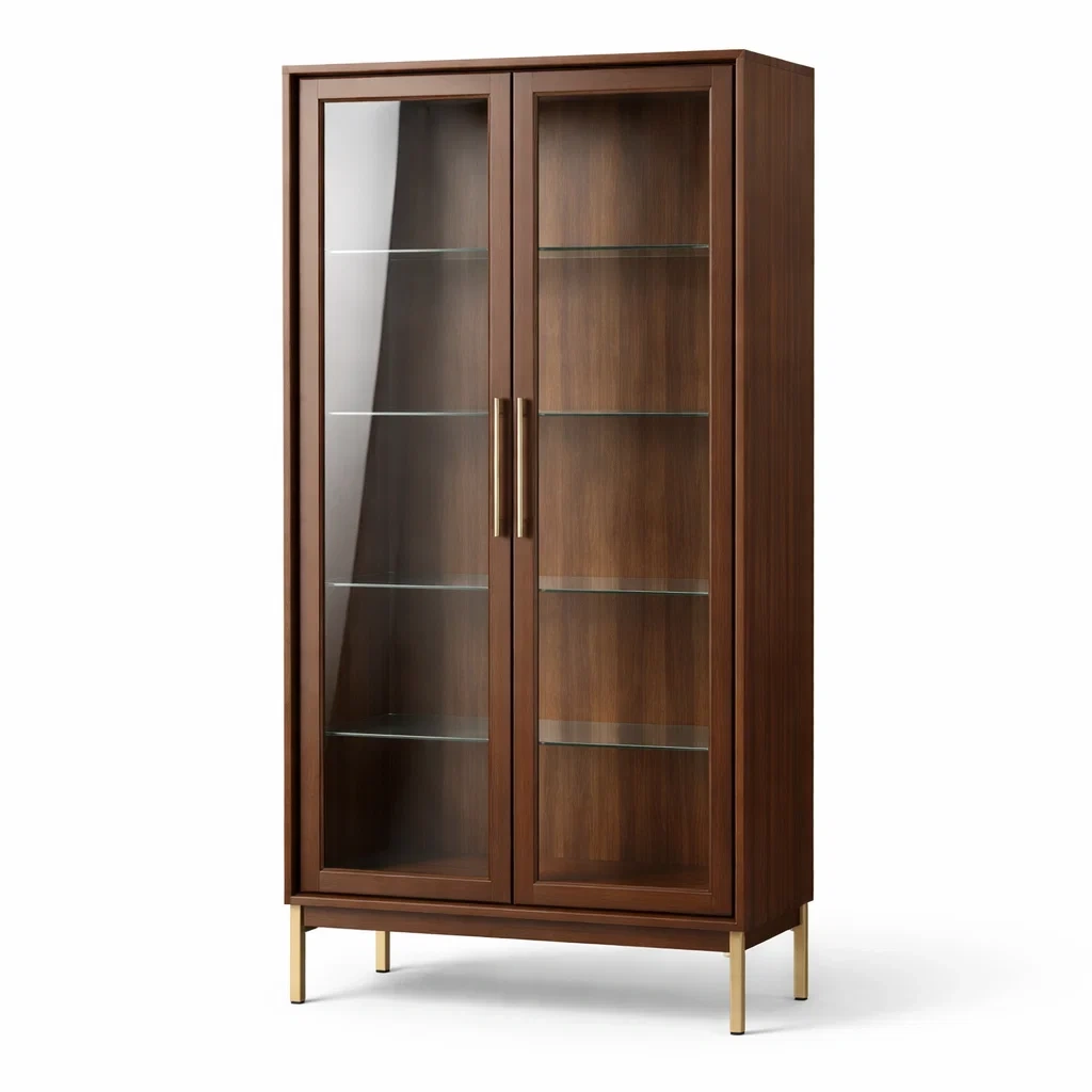 Vetrina in Legno con Ante in Vetro e Ripiani Marrone-COZYNESTZZ