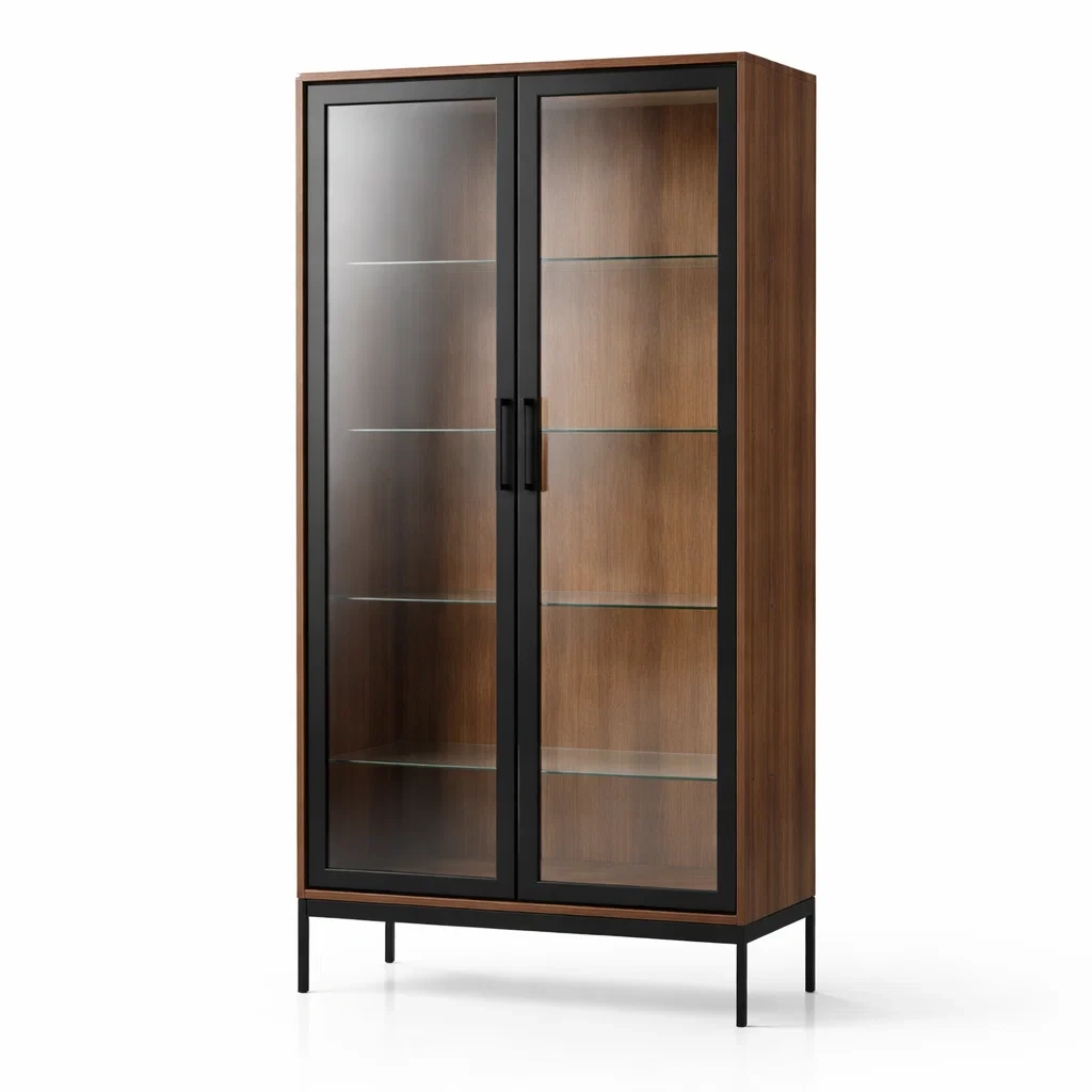 Vetrina in MDF e Vetro Temperato con Due Ante-COZYNESTZZ