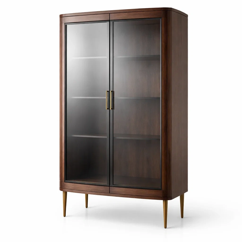 Vetrina in Legno con Ante in Vetro Temperato Smerigliato-COZYNESTZZ