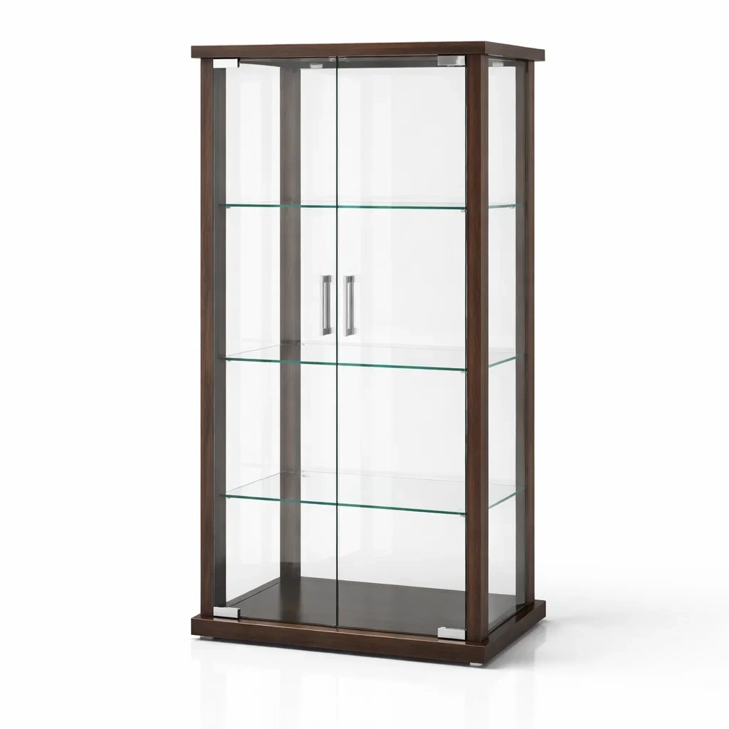 Vetrina in Legno e Vetro Temperato Marrone Scuro-COZYNESTZZ